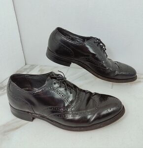 Stafford Men's Black All Leather Oxford Wingtip Dress Shoes, Sz 8.5